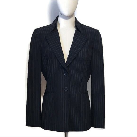 TAHARI Arthur S. Levine Black Pinstripe Blazer Women’s Single Breasted Classic 8 - Picture 1 of 16